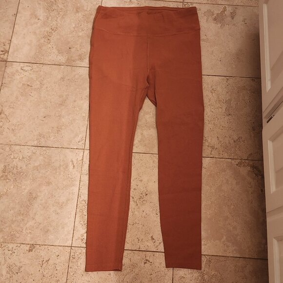 Pact Organic Cotton Ribbed Cotton Leggings - Pumpkin Color - Size XL - Picture 1 of 6